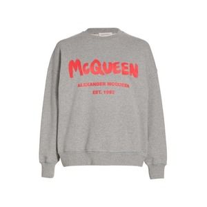 $690 Alexander McQUEEN Women's Gray Graffiti Sweatshirt Size IT 46/ US 10